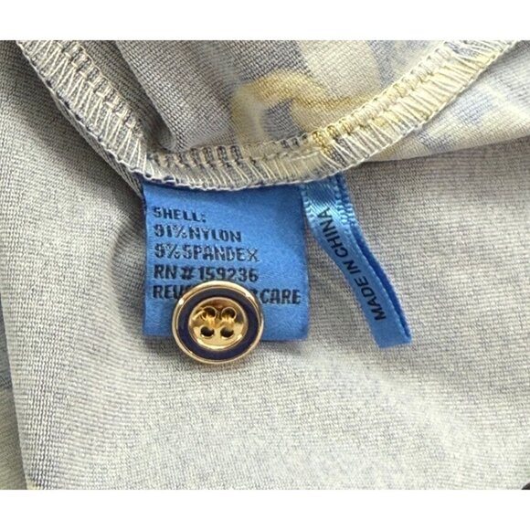 J. McLaughlin Signature Tee Top Catalina Cloth Navy Gold Belts Preppy Size L - Picture 9 of 11